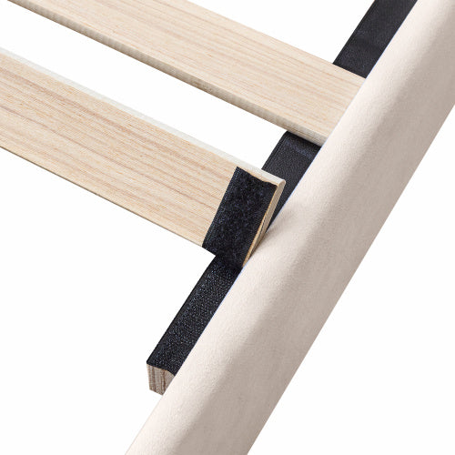 UK Local Upholstered Bed,Double Bed-4ft6 135x190cm,with Slatted Frame And Headboard, Youth Bed, Wooden Slatted Support, Easy Assembly, Velvet, Beige