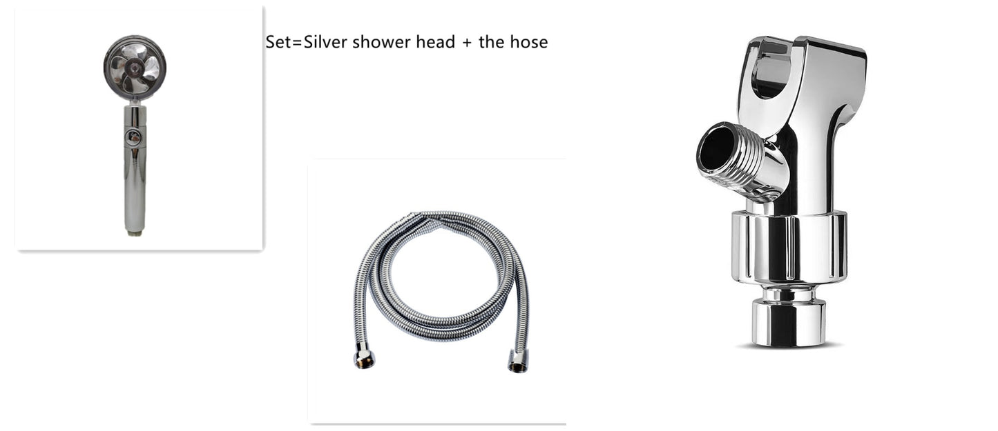 US Local Shower Head Water Saving Flow 360 Degrees Rotating With Small Fan ABS Rain High Pressure Spray Nozzle Bathroom Accessories