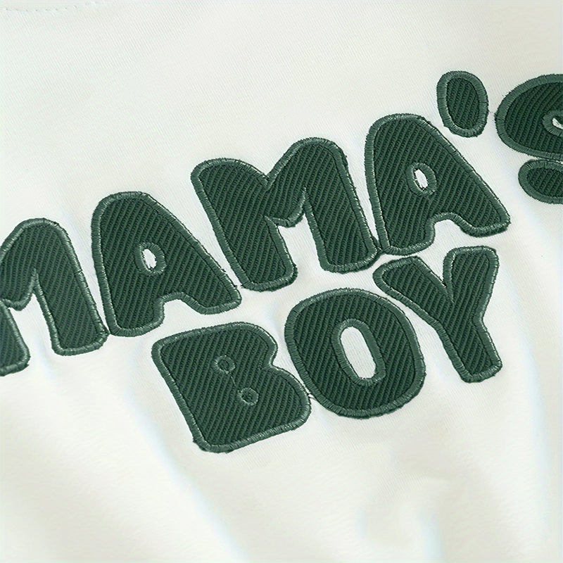 US Local Baby Boy's 2-Piece Sweatshirt Set Round Neck Letter Print Top & Drawstring Jogger Pants For Spring & Fall