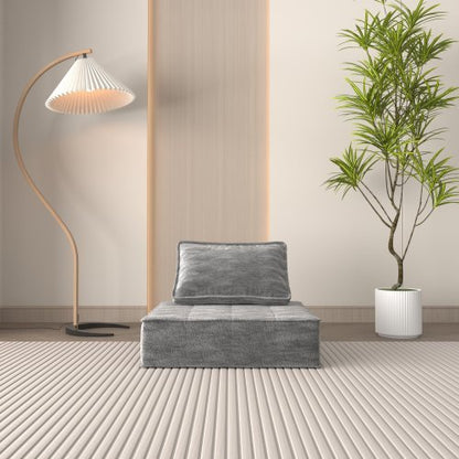 US Local Modern Modular Sectional Single Sofa Couch Single Square Sofa Modern Armless Floor Sofa Couch Accent Armless Chair With Removable Back Cushion For Living Room, Apartment  Gray  Upholstered
