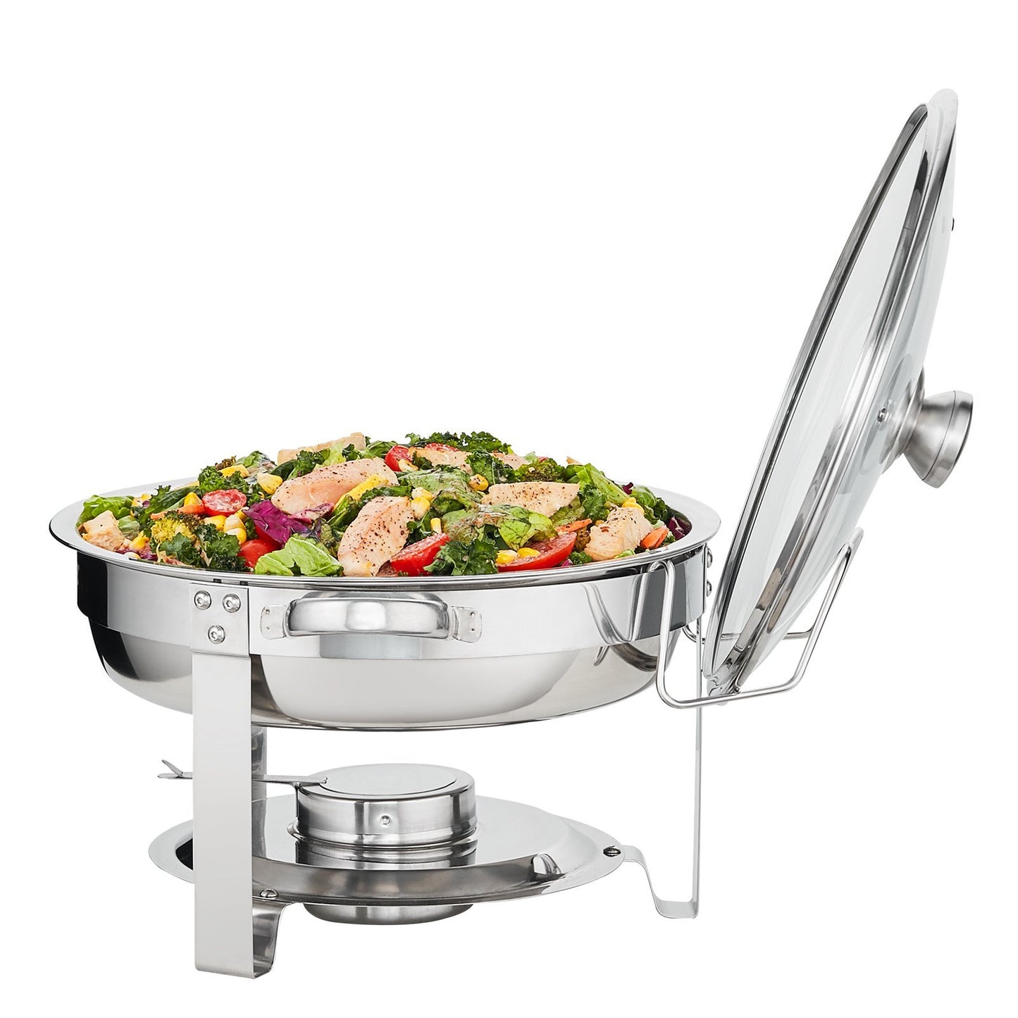 US Local VEVOR 2-Pack Round Chafing Dish Set With Full-Size 4Qt Pan Glass Lid Fuel Holder