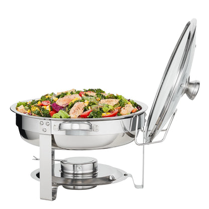 US Local VEVOR 2-Pack Round Chafing Dish Set With Full-Size 4Qt Pan Glass Lid Fuel Holder