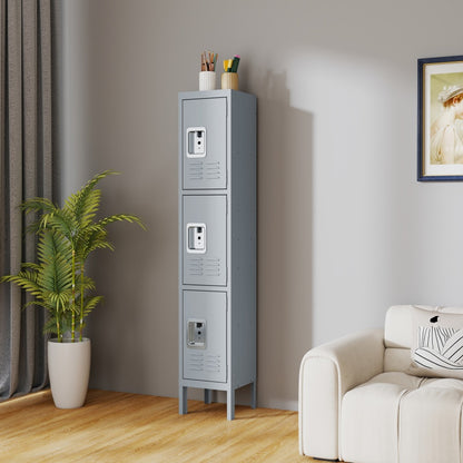 US Local Metal Lockers For Employees With 3 Door Storage Locker For Employees Gym School Home Office Garage - Assembly Required Gray