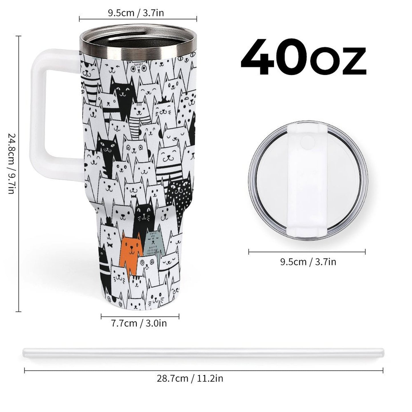 PHDT00377 POD US Local Tumbler 40 oz Large Capacity Car Cup Funny Cat