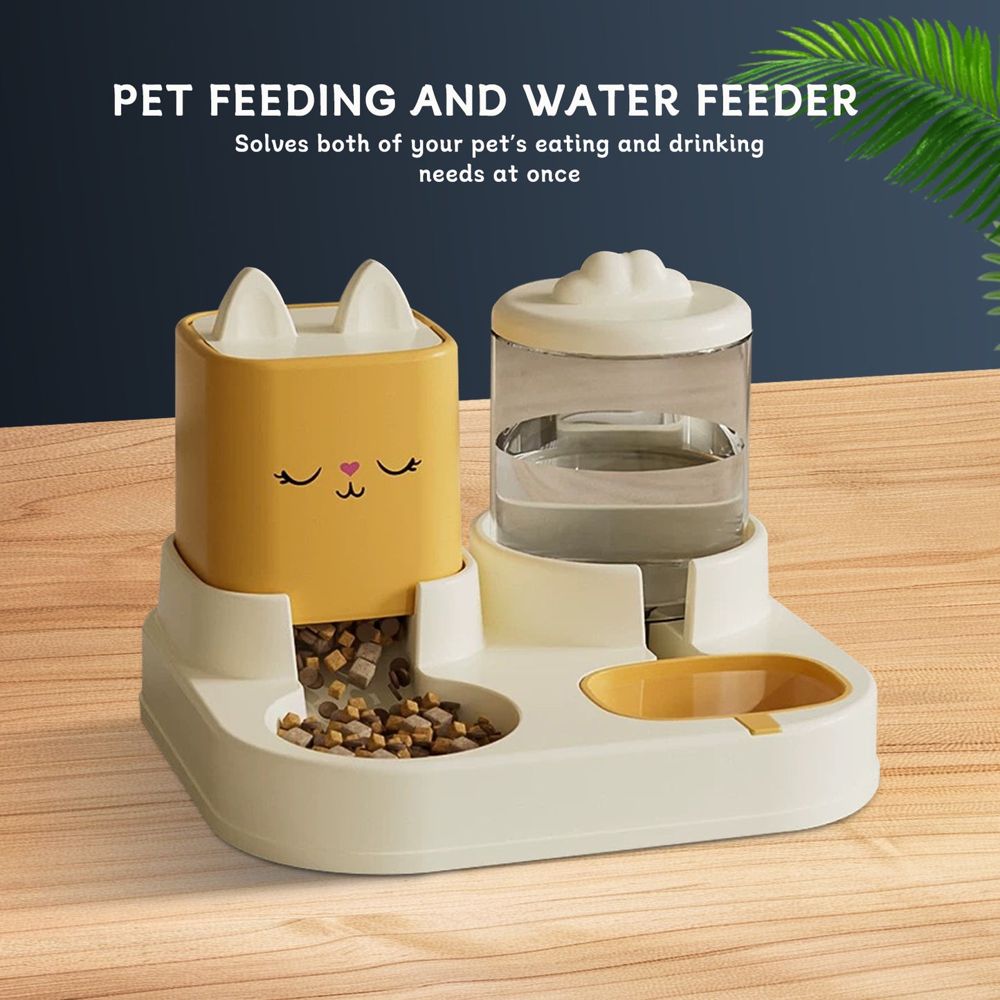 US Local Super Cute Appearance Pet Feeding And Drinking Device, Cleverly Designed With Dry And Wet Separation, Automatic Water Addition, Universal For Cats And Dogs, Easily Solves Feeding Problems, And Makes P