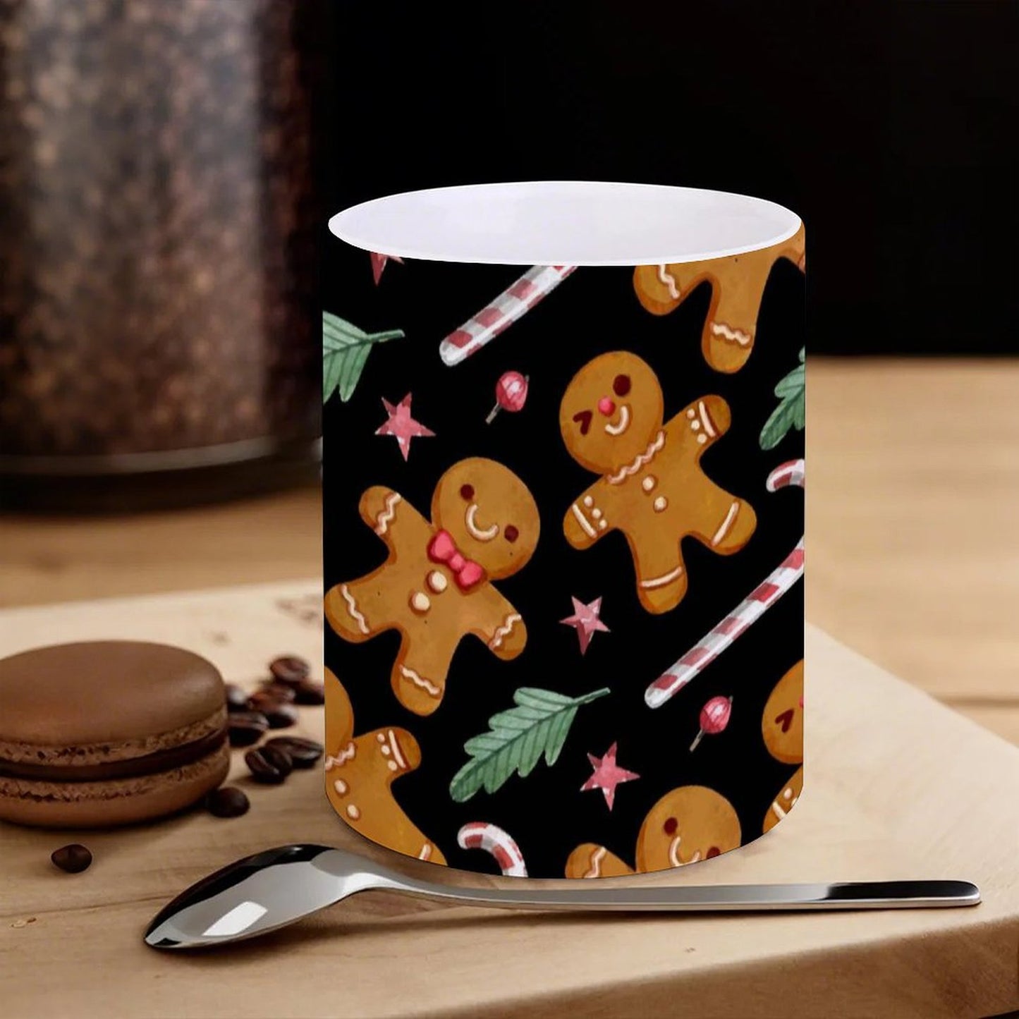 POD US Local White mug with full print, Christmas Gingerbread Man 0072