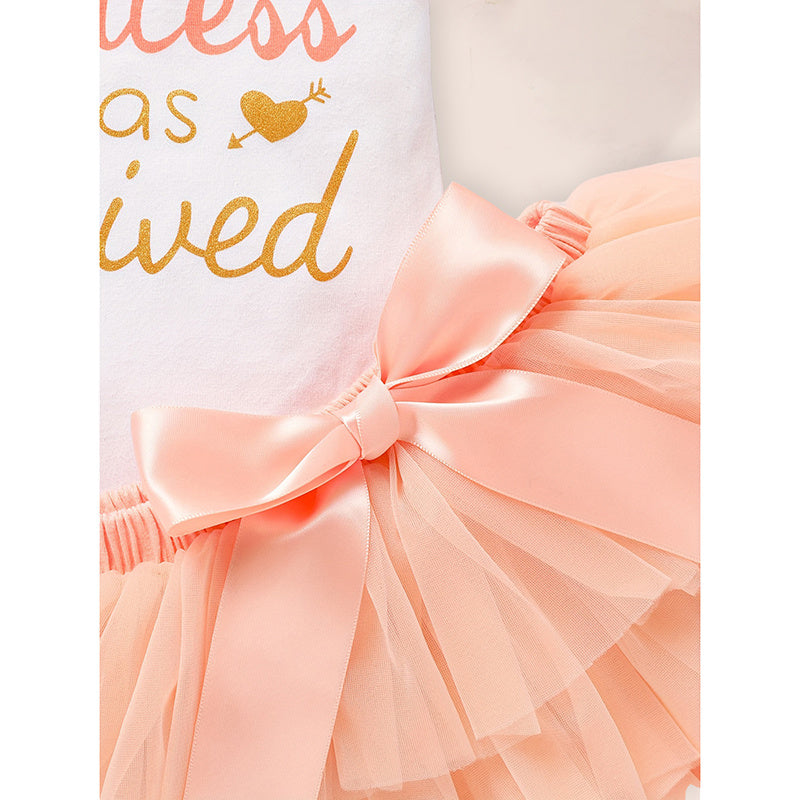 US Local 3PCS Newborn Baby Girl Outfits Infant Letter Print Romper & Tutu Skirt & Headband Coming Home Clothes Set