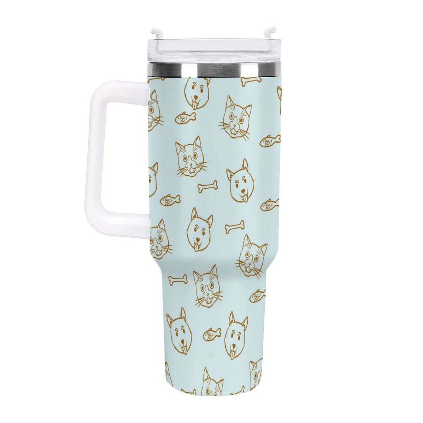 PHDT00262 POD US Local Tumbler 40 oz Large Capacity Car Cup Cat Dog Fish Bones Pets Green