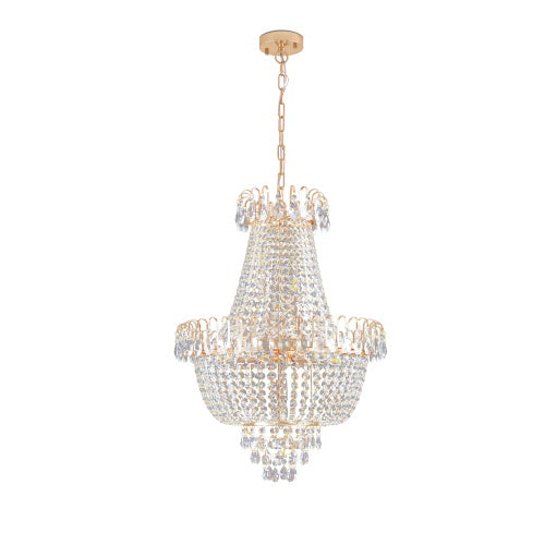 US Local Golden Crystal Chandelier, Large Modern Luxury Chandelier, Suitable For Living Room, Dining Room, Bedroom, Hallway - No Bulb