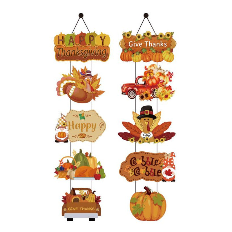 Thanksgiving Decoration Couplet Autumn Harvest Maple Leaf Hanging Flag Turkey Pumpkin Listing