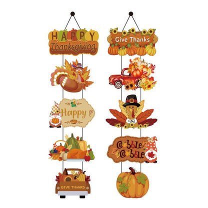 Thanksgiving Decoration Couplet Autumn Harvest Maple Leaf Hanging Flag Turkey Pumpkin Listing