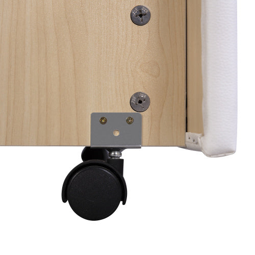 UK Local Upholstered Bed 135 X 190cm - Bed With Slatted Frame, 2 Drawers And Headboard With Pull Point Rivets - Wood & Faux Leather - White - Youth Bed Guest Bed