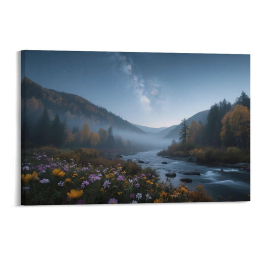 Decorative Interior Frame Painting Mountain-river-starry-autumn-3