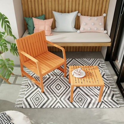 US Local 2-Piece Indoo Outdoor Furniture Set 1 Chairs & 1 Coffee Tables Waterproof PP Material - Easy Assembly Patio Conversation Set