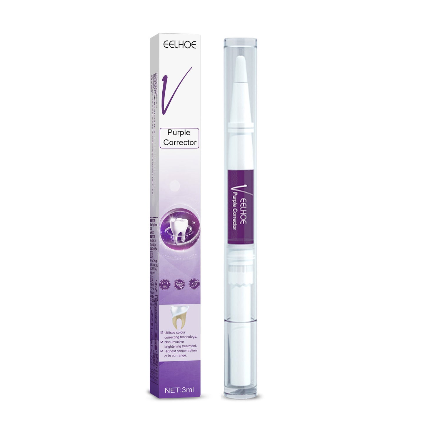 US Local EELHOE V34 Purple Toothbrush Oral Cleaning Tooth Cleaner, Stain Removal, Radiant Teeth, Oral Care Tooth Pen