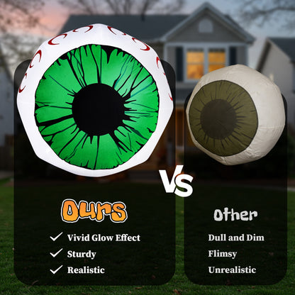 US Local 2PCS 3ft Green Eyed Ball ,2 White LED Lights Halloween Inflatable Decoration 12V