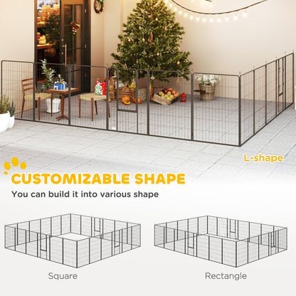 US Local Dog Playpen For Indoor Outdoor, 24 Panels 39 H Puppy Playpen With Lockable Door, DIY Shape Pet Exercise Fence, Gray
