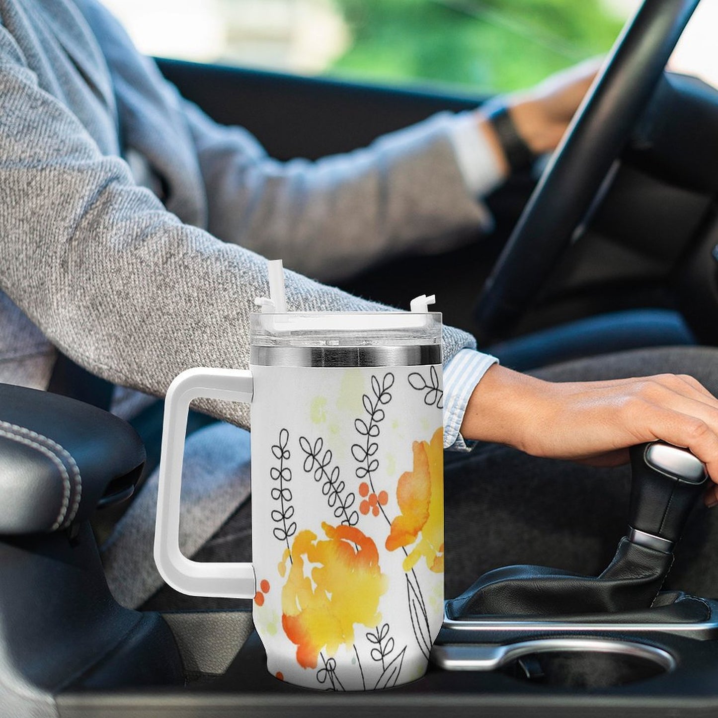POD US Local Tumbler 40 oz Large Capacity Car Cup Flower