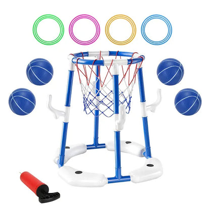 US Local Summer Pool Basketball Hoop Toy Set With 4 Basketballs 4 Circles Floating Swimming Pool Basketball Games Poolside Water Play Toy For 3-12Years Old Kids Adults GPCT5441