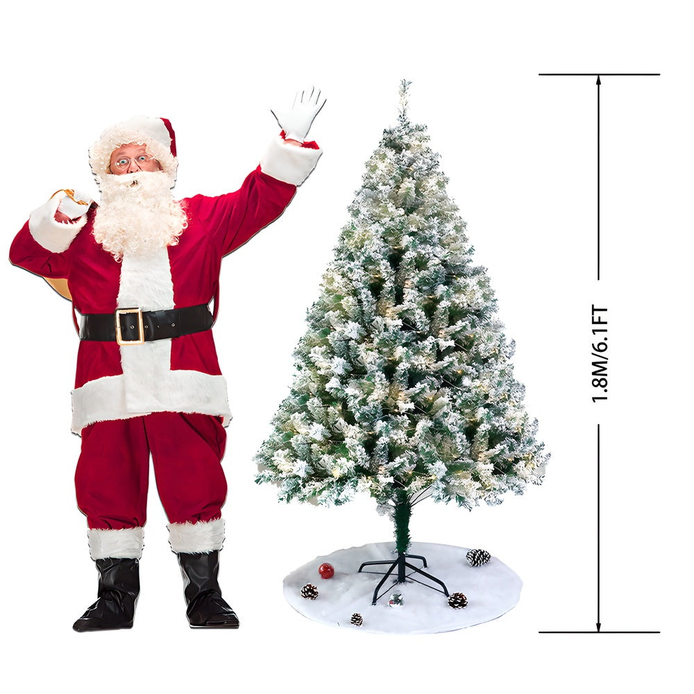 US Local 1 Piece Of 180cm - Tall White Flocked Christmas Tree, Thickened And Densified, With Lights