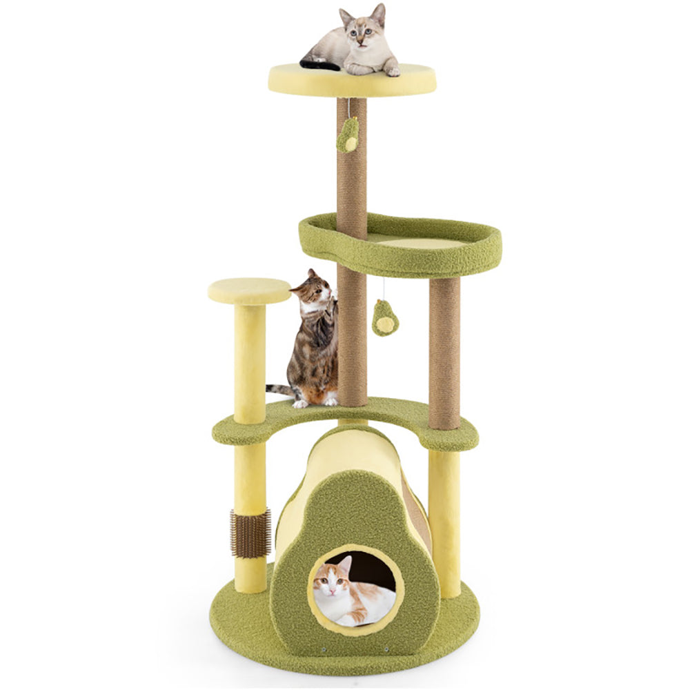 US Local Freestanding Multi-level Avocado Cat Tower With Private Condo