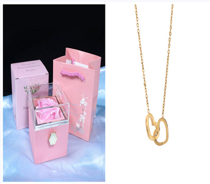 US Local Rotating Soap Flower Rose Gift Box Creative Rotating Rose Jewelry Packaging Box Valentine's Day Gift For Women