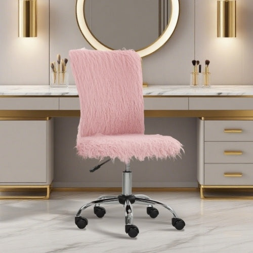 UK Local HOMCOM Plush Office Desk Chair, Modern Armless Swivel Vanity Chair With Adjustable Height For Home Office, Bedroom, Living Room,