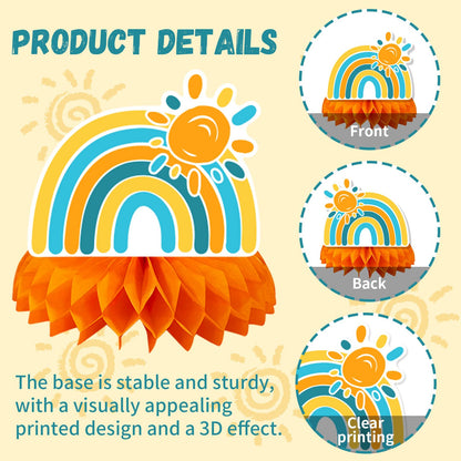 US Local 14 Pcs Here Comes The Son Baby Shower Decor, Baby Shower Honeycomb Centerpieces Set For Tables Here Comes The Son Sunshine Decorations Boho Rainbow Sun Gender Reveal Party Favors Supplies Clearance