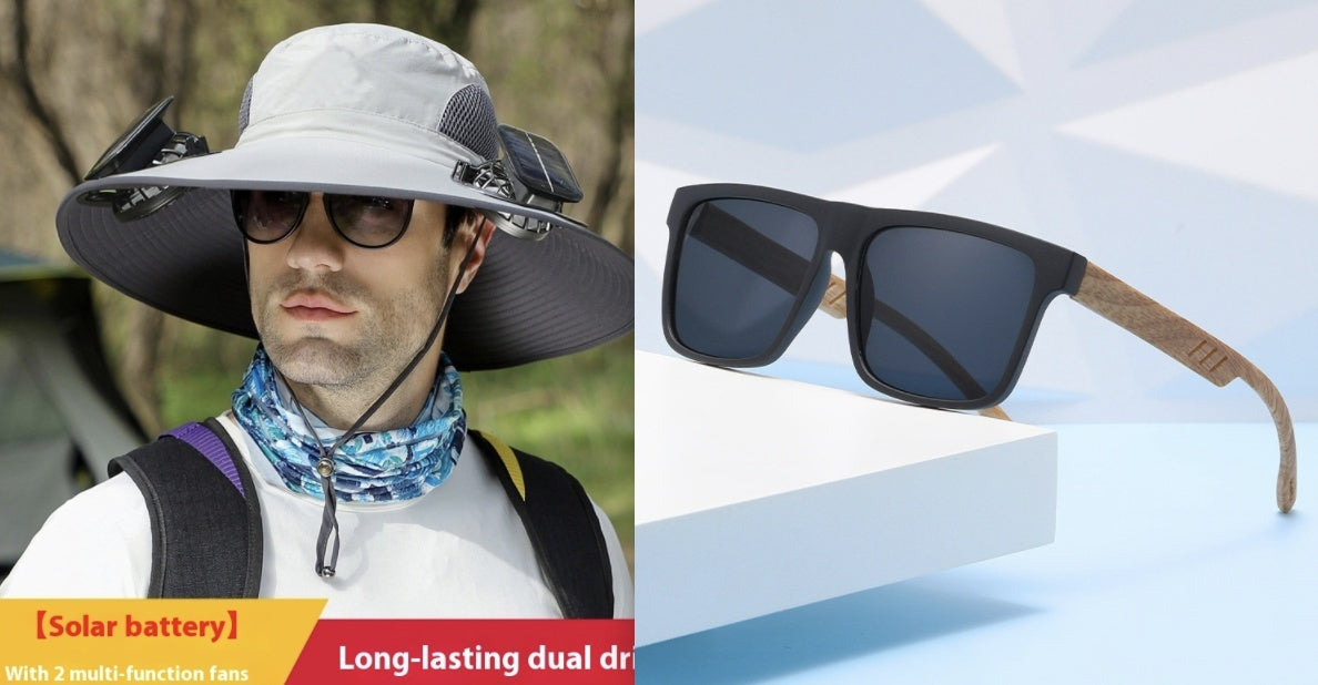 Outdoor Wide Brim Sun Hat With Solar Fan Wide Brim Solar Fan Outdoor Fishing Hat Solar USB Charging Solar Powered Hat Adjustable