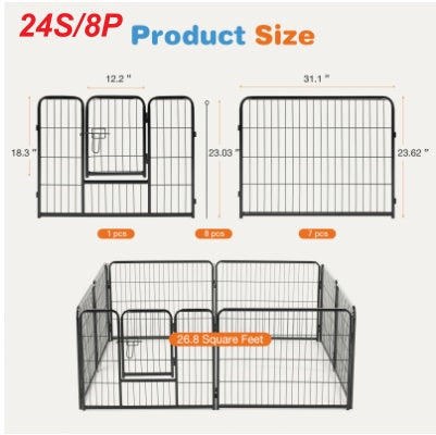 US Local Dog Playpen Indoor Fence Height Metal Exercise Pen With Door Small Puppy-Medium-Large Dogs Animal Pet For Outdoor, Garden, Yard