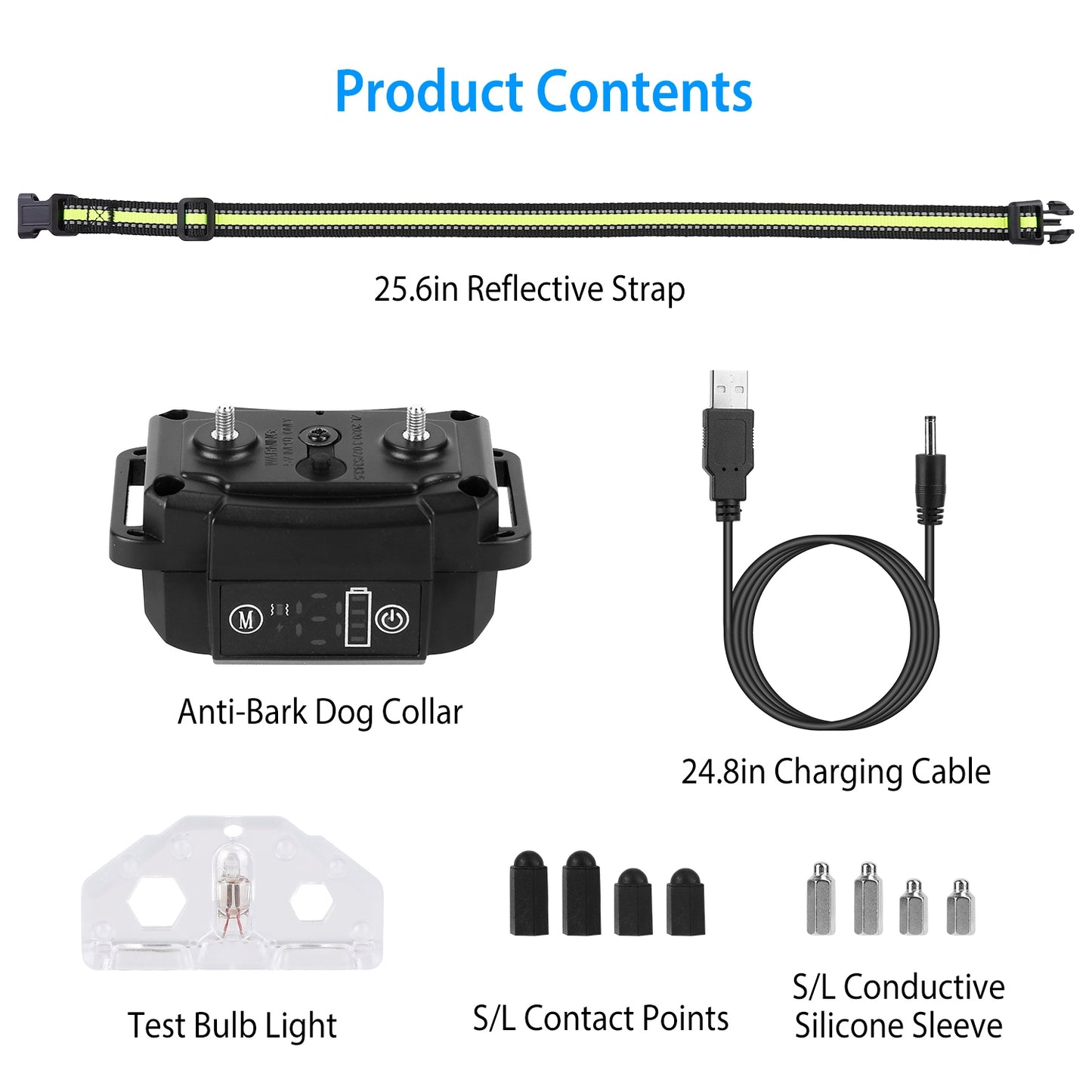 US Local Dog Bark Collar Rechargeable Waterproof Beep Vibration Static Stimulation Bark Stopper Automatic Identification Collar With 6 Intensity Dual Modes