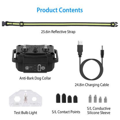 US Local Dog Bark Collar Rechargeable Waterproof Beep Vibration Static Stimulation Bark Stopper Automatic Identification Collar With 6 Intensity Dual Modes