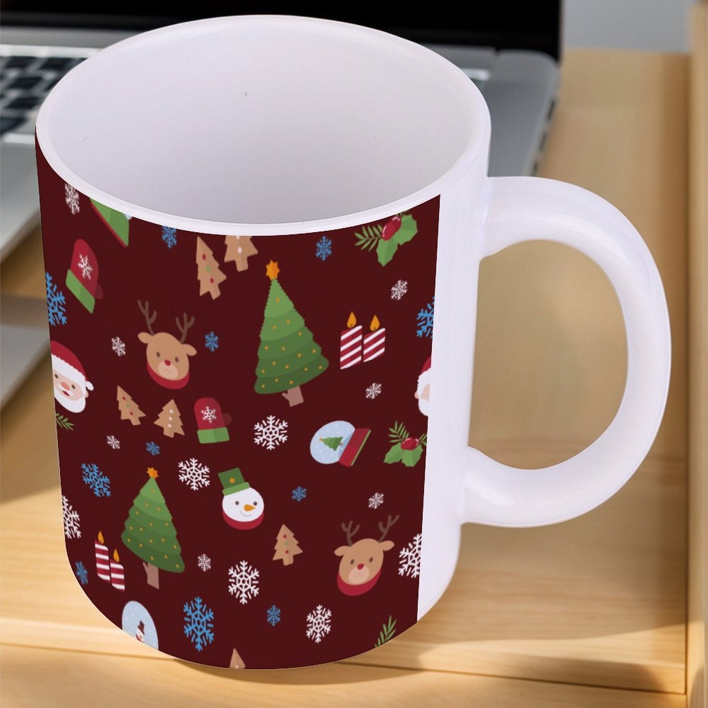 POD US Local White mug with full print, Christmas Tree Santa Claus 0055