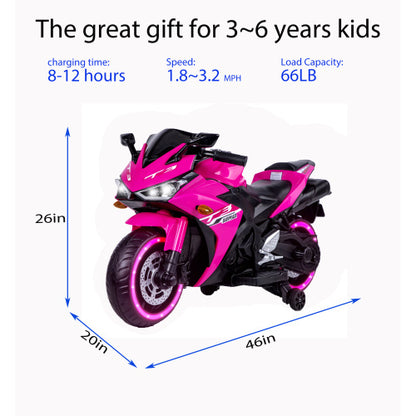 US Local Kids Motorcycle,12V Motorcycle For Kids 3 4 5 6 Years Boys Girls 12v7ah Kids Motorcycle Ride On Toy With Training Wheels Manual Throttle Drive By Hand Lighting Wheels