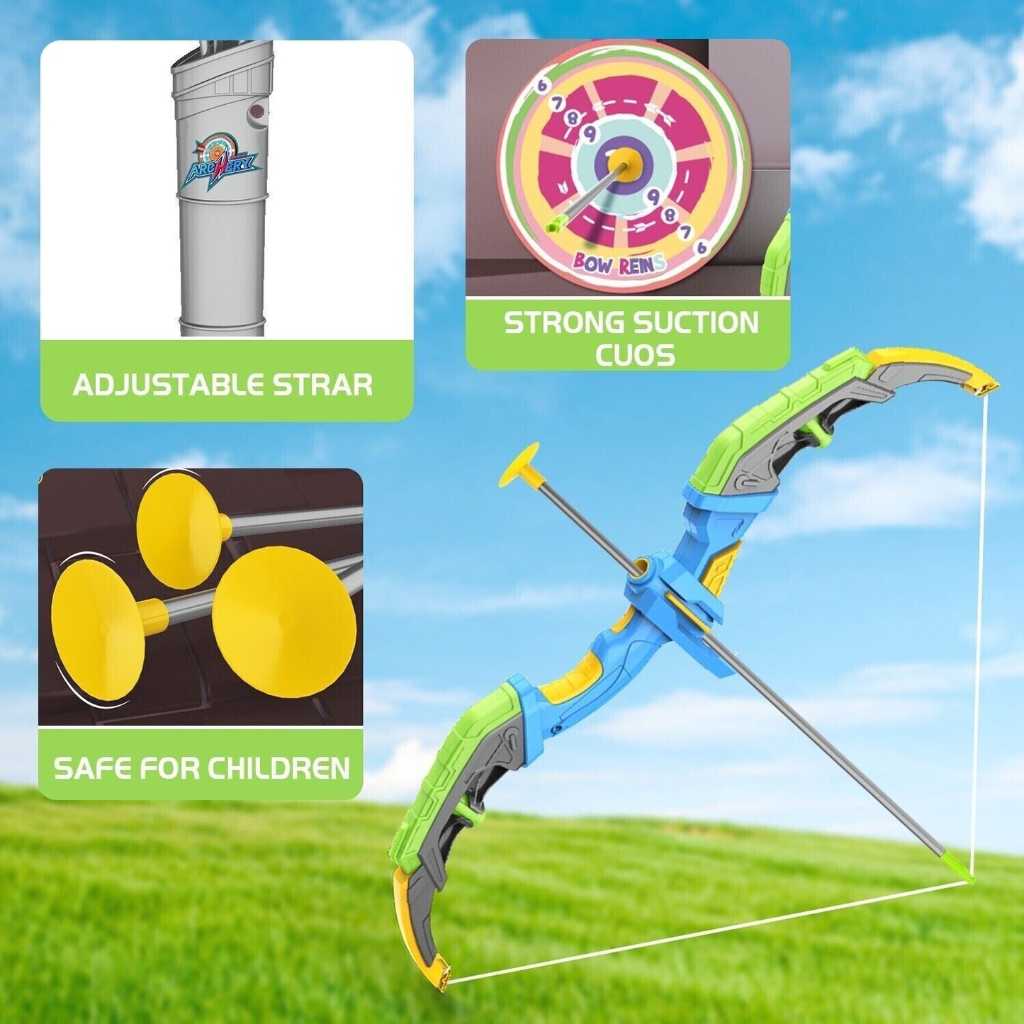 US Local Bow And Arrow Toys Set 10 Arrow Suckers Per Set Christmas Gifts For Kids