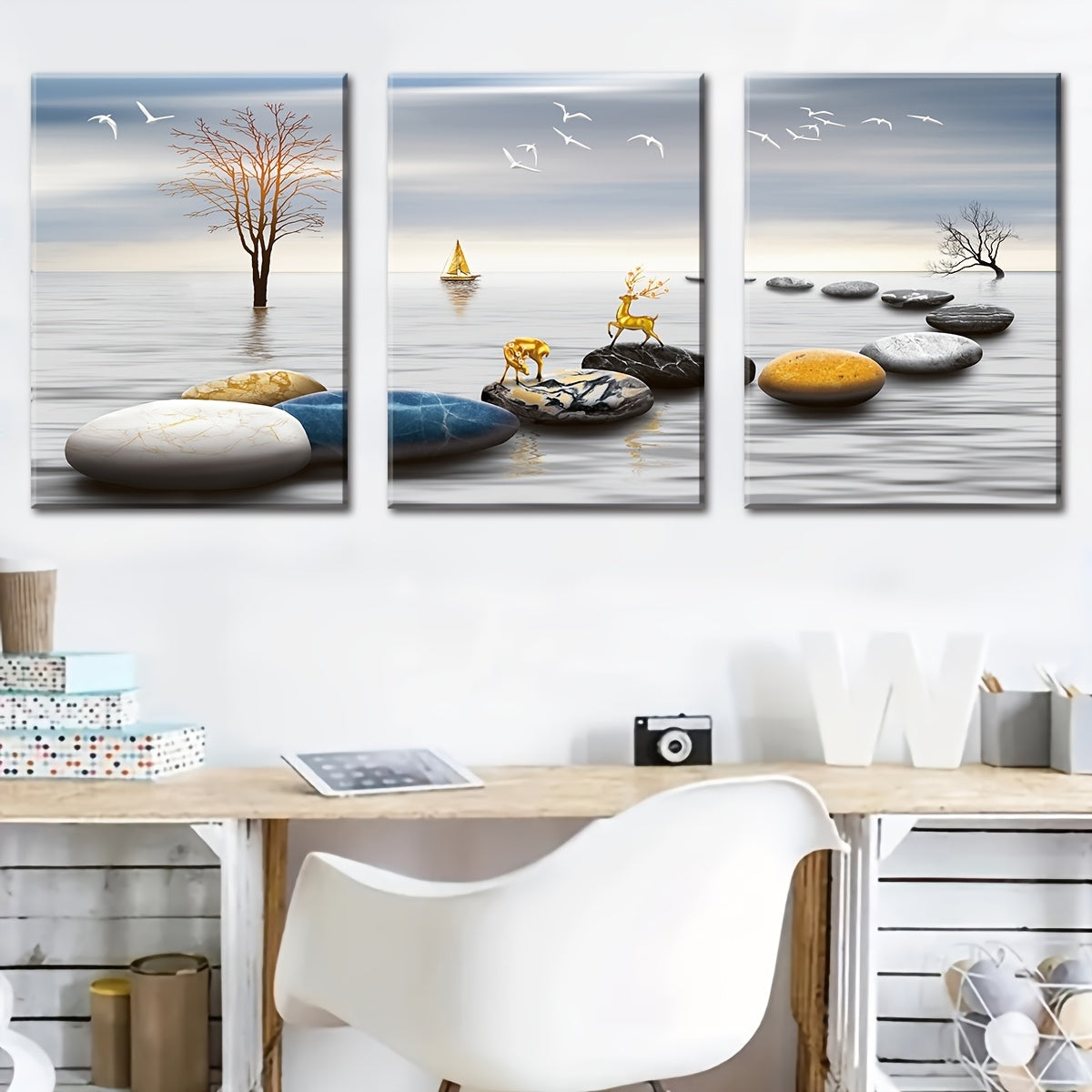 US Local Framed Oil Paintings And Posters, Ready To Hang, Featuring Lakes, Abstract Animals, And Landscapes For Home Decoration, Marble, Wall Art, Room Decor, And Home Wall Decoration. High-definition Printing