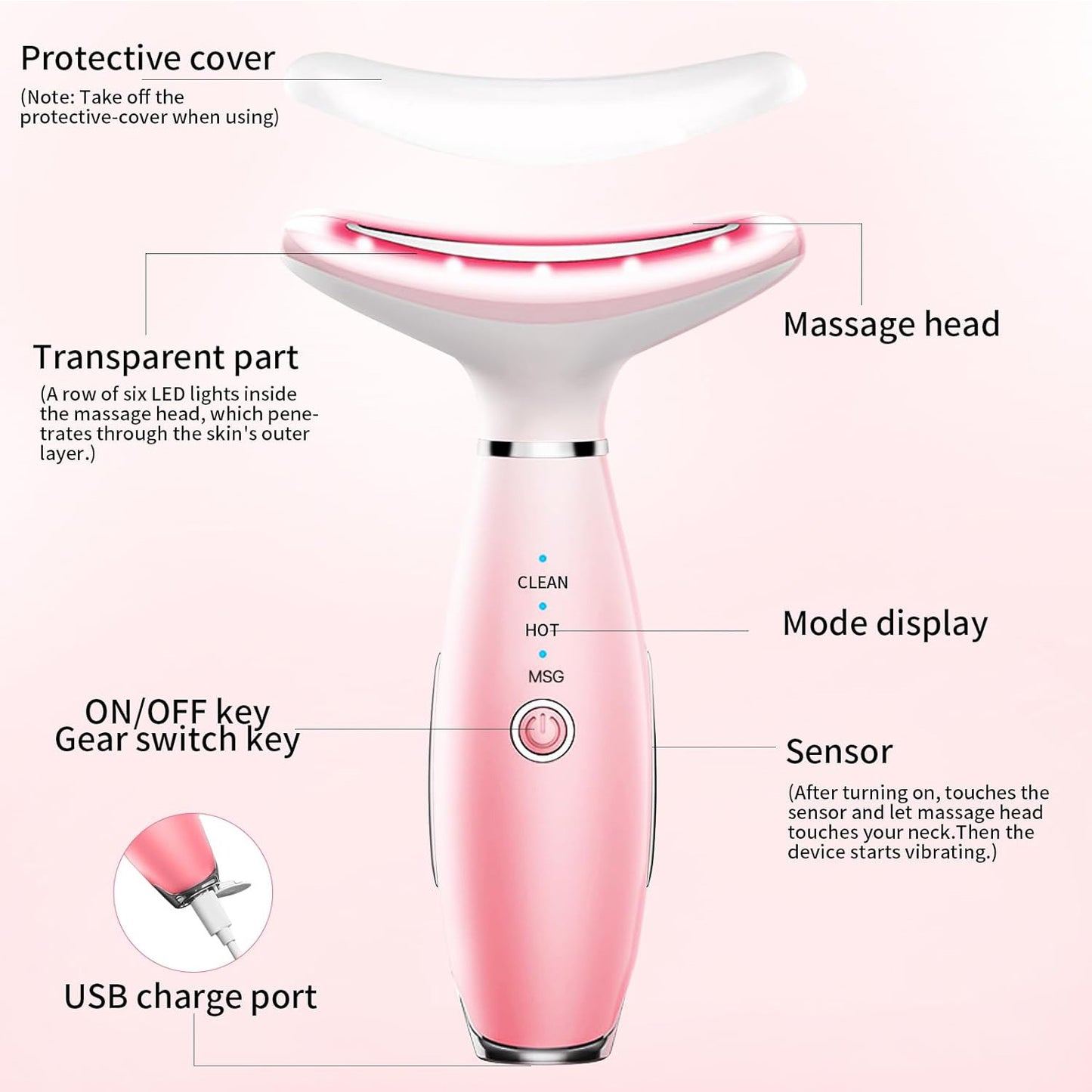 US Local Neck Face Massager, Skin Care Face Massage Tool, 3-in-1 Facial Massager, Face Sculpting Tool With Thermals, Vibration