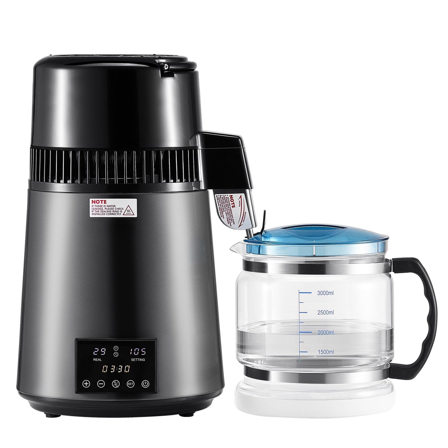 US Local 4L Water Distiller Home Countertop Purifier Machine 1750W Stainless Steel Glass