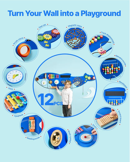 US Local Orca Activity Wall Busy Board Panels 12 Activities Sensory Wall Panel