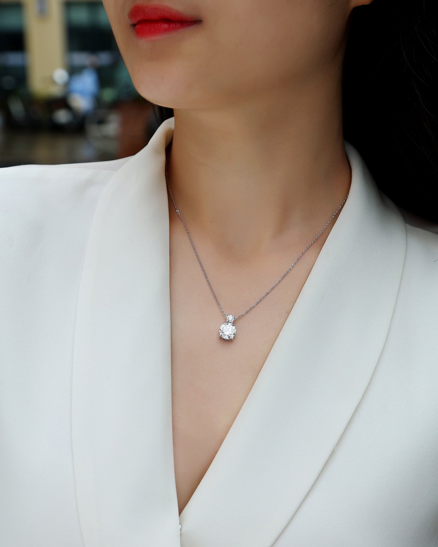 Jazz Manor - A Fashionable And Luxurious Diamond Jewelry Piece Set With 3-carat Moissanite S925 Sterling Silver And Platinum-plated Pendant