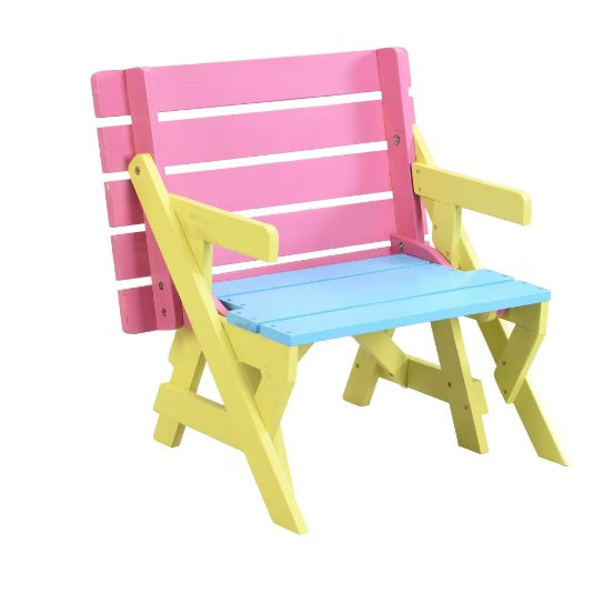 US Local KID'S MULTI-FUNCTIONAL ARM CHAIR,TABLE 2 BENCHES