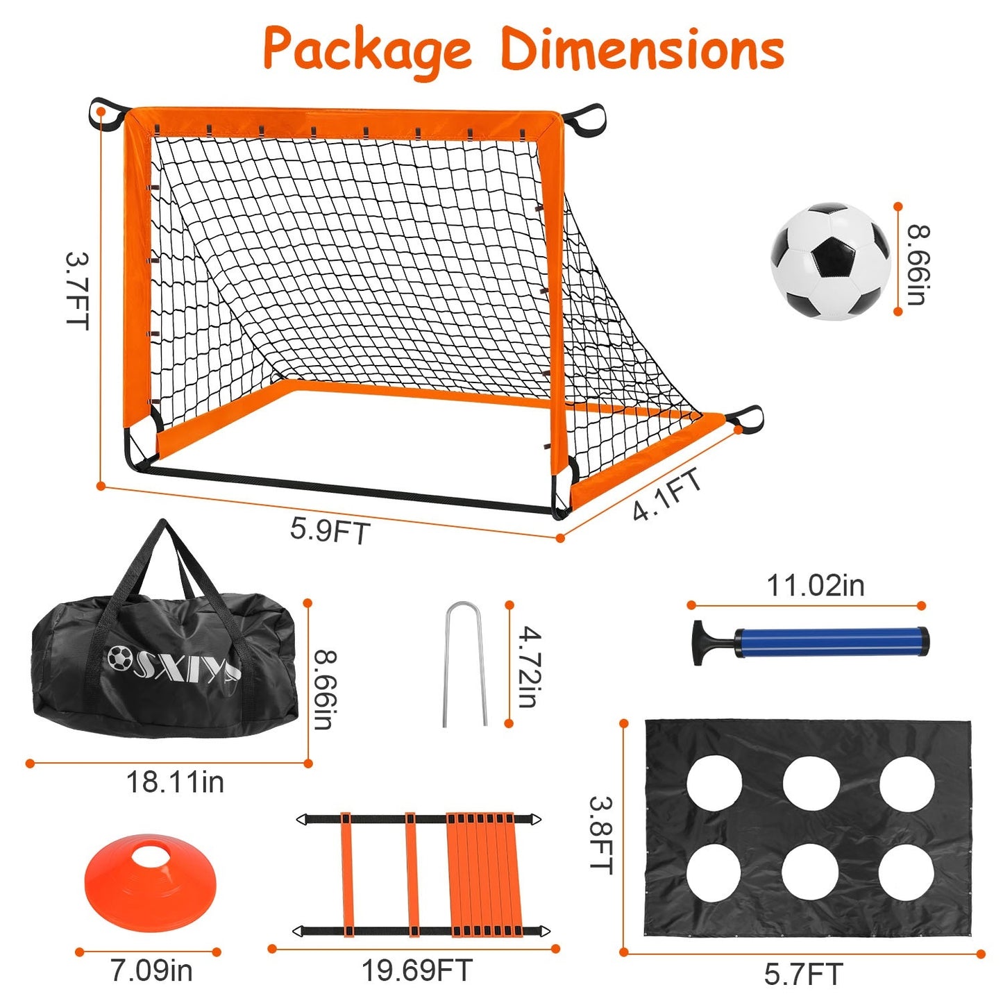 US Local 1Set Kids Soccer Goals Set For Yard Portable Soccer Training Equipment With Cones Agility Ladder Target Carry Bag For Toddler Outdoor Sport Play