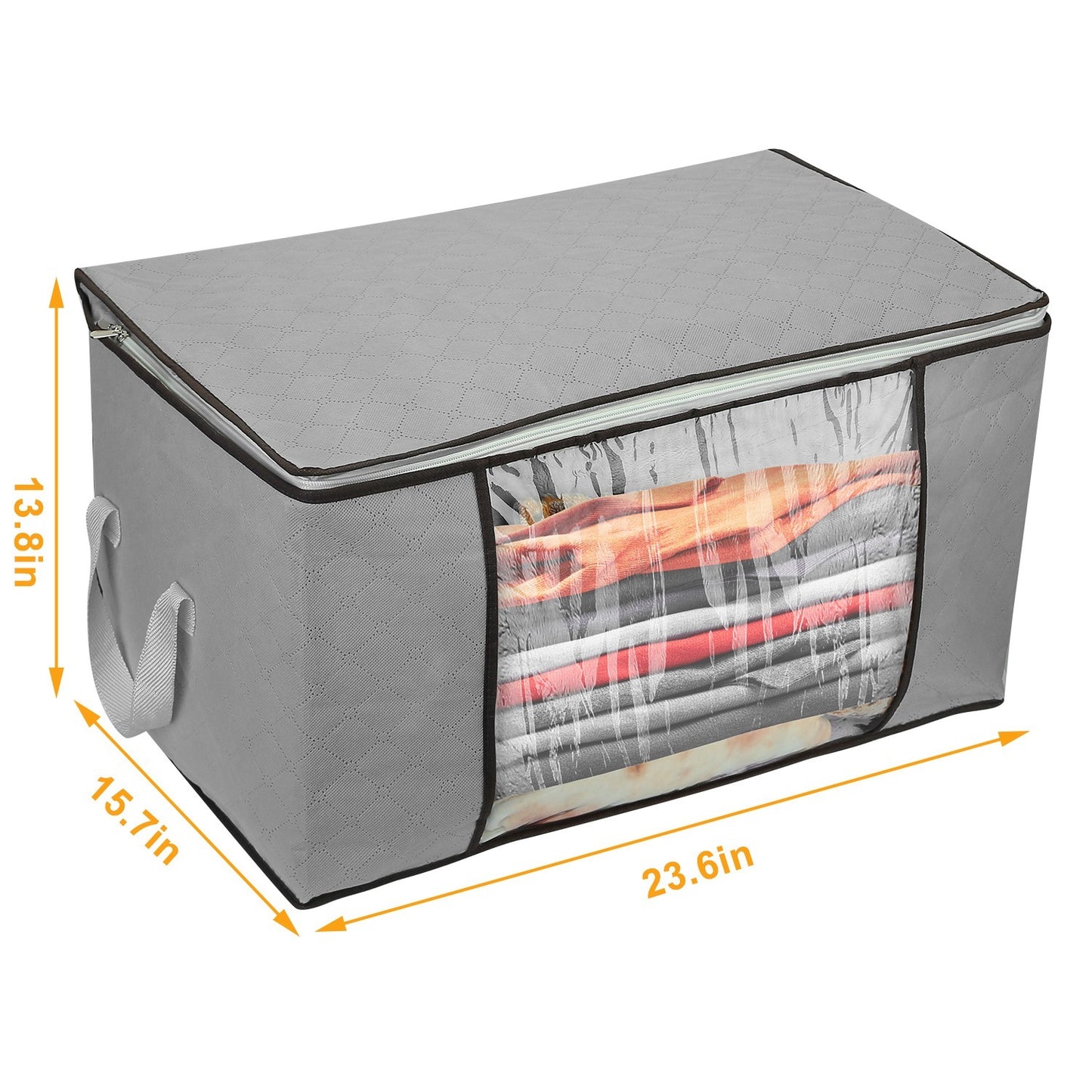 US Local 2Pcs Clothes Storage Bag 90L Per Bag With Thick Fabric Clear Window Dual-Zipper For Clothes Comforters Blankets Bedding