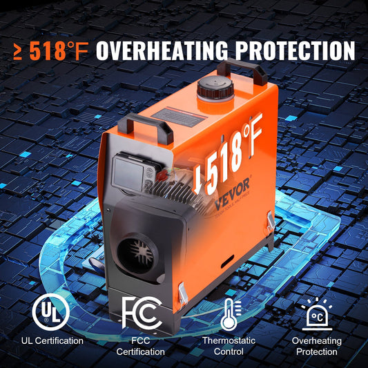 US Local VEVOR Air Heater All-in-one 12V 8KW Bluetooth App LCD For Car RV Indoors