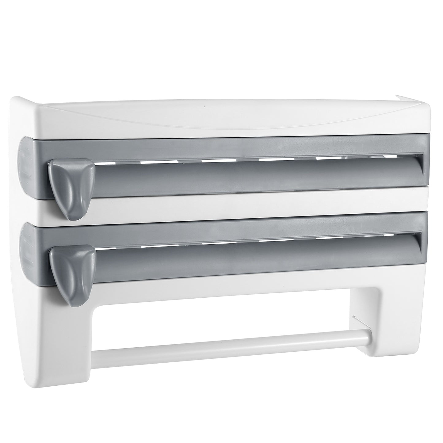 US Local 1 Pc Kitchen Roll Dispenser Paper Roll Holder Plastic Wrap Film Foil Paper Organizer With Cutter Wall Mounted For Kitchen Bathroom