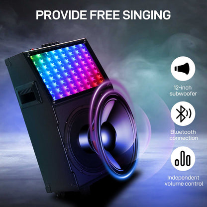 US Local 12in 60W LED Spectrum Light Bluetooth Remote Control Rod Speaker