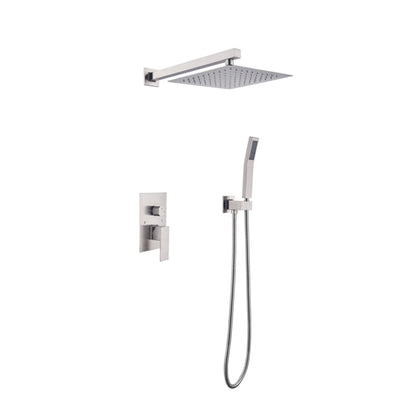 US Local 10 Inch Showerhead Bathroom Luxury Rain Shower Hybrid Shower Complete Combination Set Wall Mounted