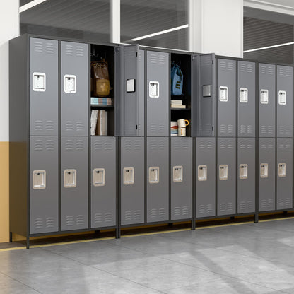 US Local Metal Lockers For Employees,Locking Metal Storage Locker With 6 Doors &18 Hooks For School Office Gym Bedroom,Assembly Required,Black And Dark Grey