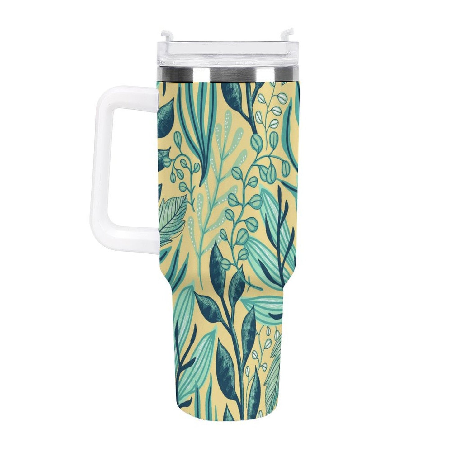 PHDT00093 POD US Local Tumbler 40 oz Large Capacity Car Cup Leaves, Yellow, Green