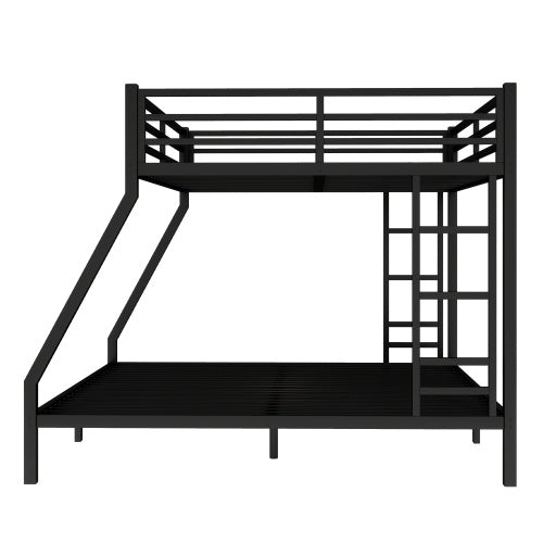 US Local Metal Queen Over King Bunk Bed For Teens And Adults,Space-Saving Noise Reduced No Box Spring Needed, Black